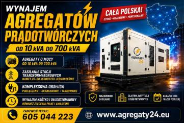 AGREGATY PRĄDOTWÓRCZE DO 700 kVA  - WYNAJEM - USŁU